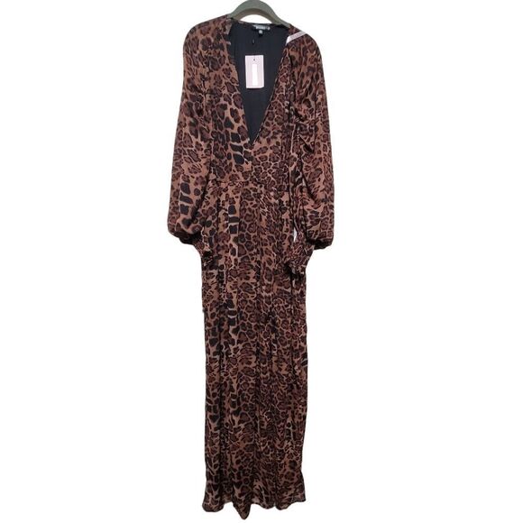 Missguided Long Animal Print Dress 14 - Picture 1 of 9